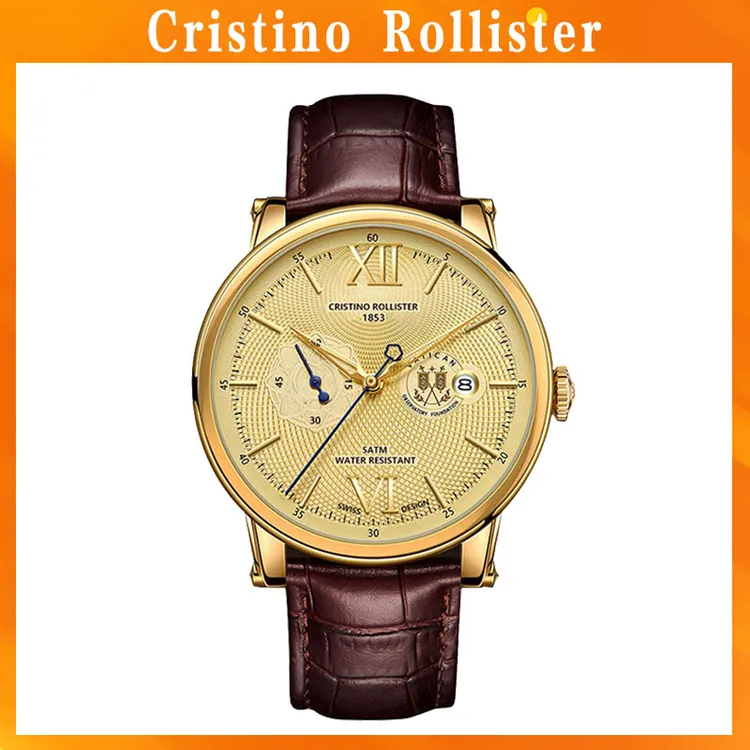 【瑞士】CRISTINO ROLLISTER梵蒂冈系列小众男士腕表气质手表101