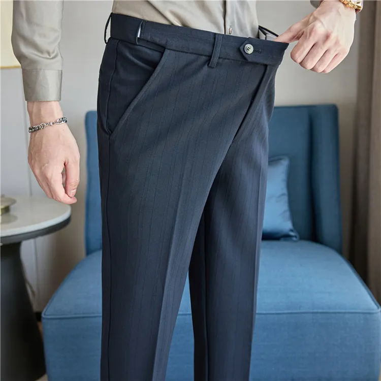 西裤男款爆款2024新款暗条纹西装休闲裤男士商务通勤正装小直筒裤