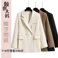 大码外套设计师款西服秋冬新品宽松韩版高级感大码西装外套女显瘦