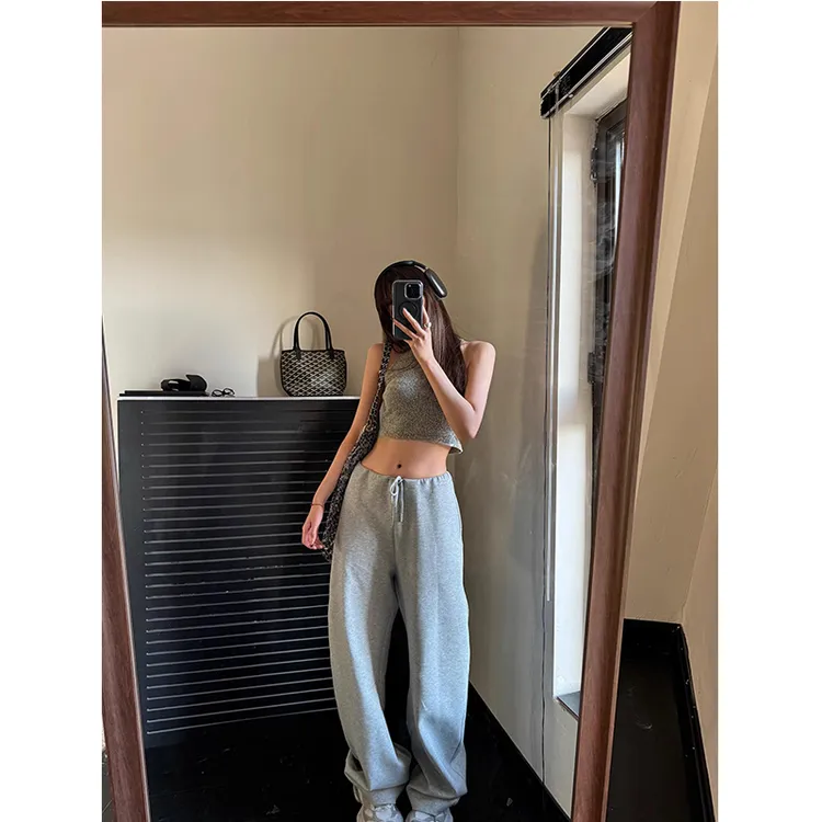 美式薄款锥形休闲运动裤女夏季抽绳新款宽松阔腿卫裤显瘦直筒长裤