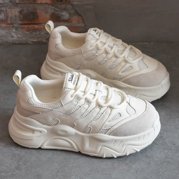 shougu/首谷2025春季厚底老爹鞋女透气网面显脚小休闲运动鞋学生