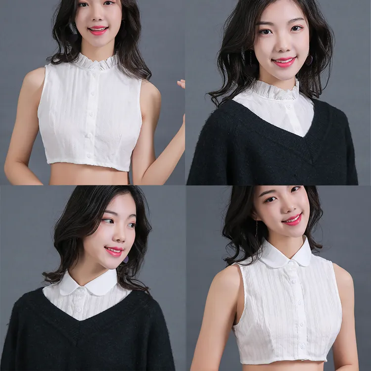 假领子女韩版纯色百搭时尚假衣领内搭配毛衣白色小马甲衣领衬衫领