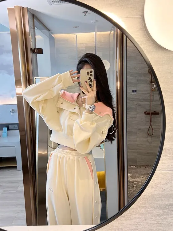 潮牌连帽卫衣时尚套装女炸街高级感2023春季新款休闲运动服两件套