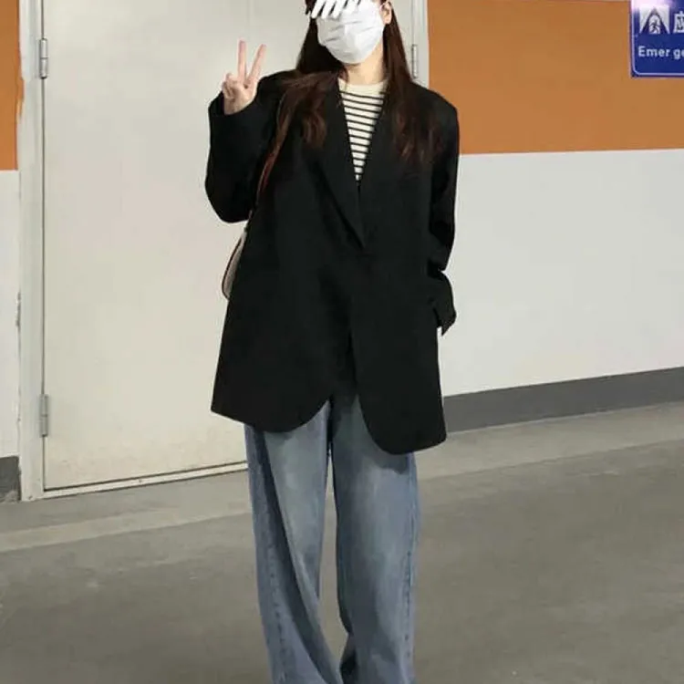 2025春秋新款大码女装胖mm西装外套200斤宽松时尚炸街显瘦女西服