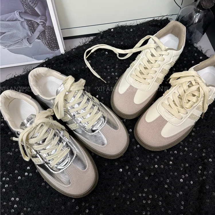 德训鞋女2024春夏新款网红爆款蕾丝边百搭软底平底低帮运动休闲鞋