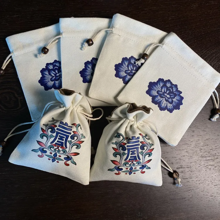 纯手工文玩收纳袋印花首饰收纳袋帆布袋加绒加厚束口袋diy布艺袋