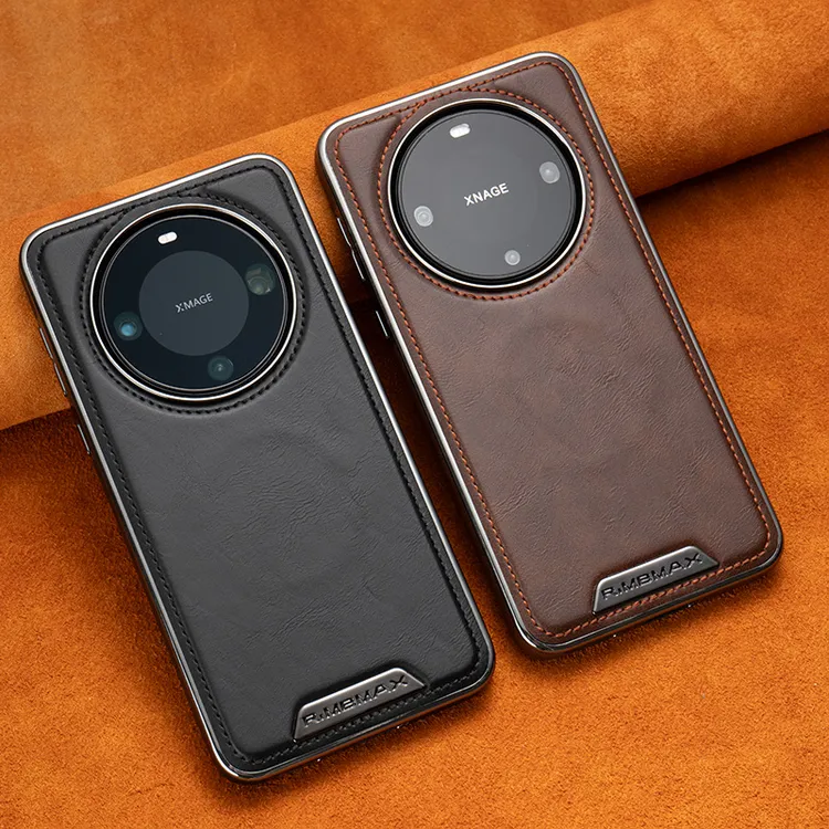 适用于华为Mate70Pro+皮质磁吸手机壳高档商务纯色Mate60全包防摔