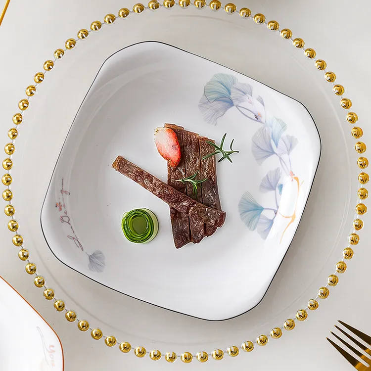 【陶园春】浪漫情缘系列8英寸如意盘6个装中式家用高温陶瓷菜盘子