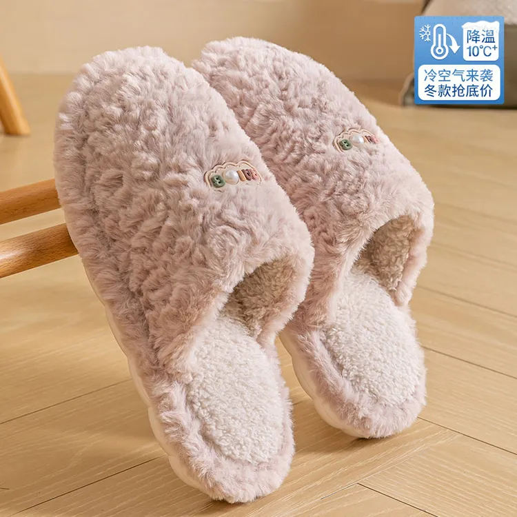 向伦家居加厚棉拖鞋女士居家静音防滑加绒保暖秋冬季包头地板拖女