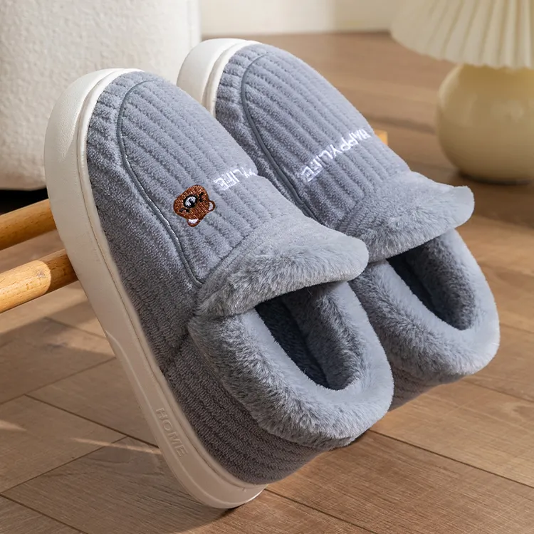 冬天外穿棉拖鞋男士包后跟室内家居保暖加绒厚底防滑秋冬季棉鞋女