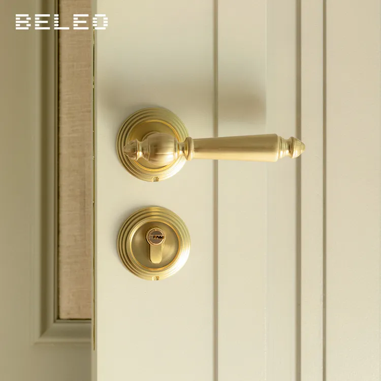 美式室内法式门锁家用卧室房门锁通用型磁吸静音分体锁木门门把手