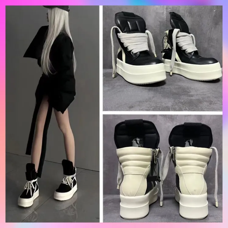 网红同款情侣男女增高厚底高帮鞋潮2025欧美倒三角洋气双层底男鞋