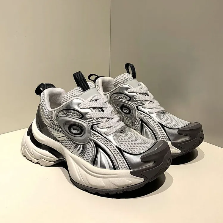 网红港风街拍网面透气老爹鞋复古运动增高跑鞋男女 银角大王ins潮