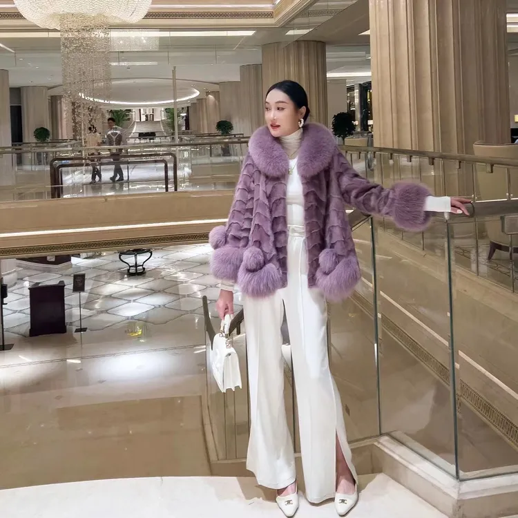 海宁2025（老板娘高定款）60公分冬季时尚气质短款女装水貂保暖外套