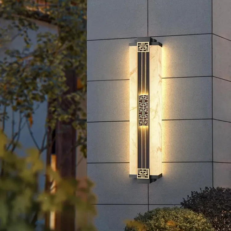 户外壁灯防水外墙灯中式庭院灯酒店别墅大门口长条云石壁灯门前灯