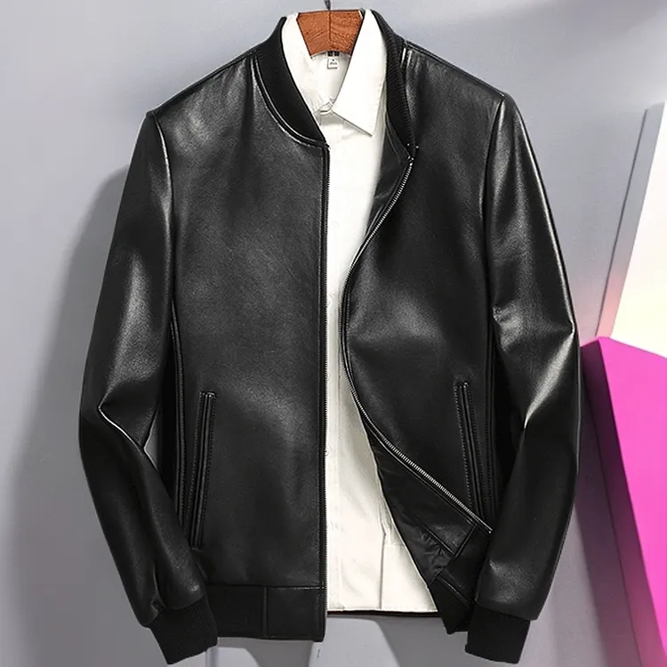 真皮夹克青年棒球款薄款时尚男装春秋头层绵羊皮夹克柔软潮流修身