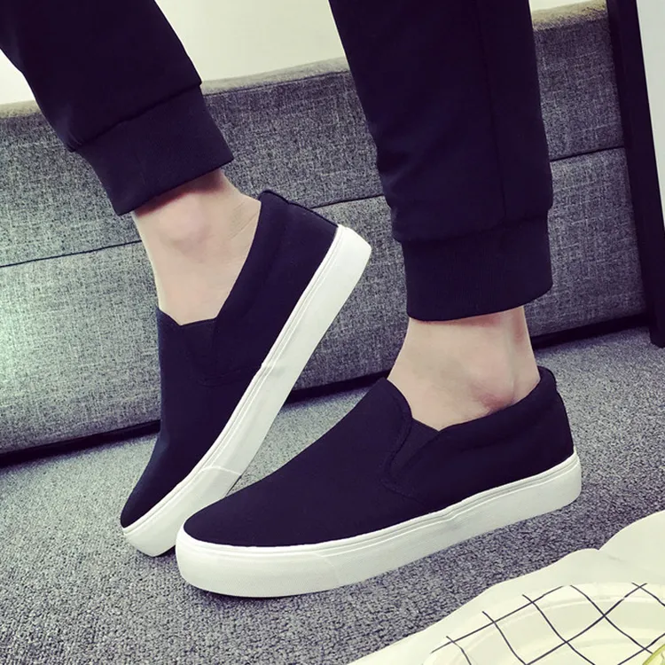 男鞋套脚厚底增高布鞋男黑色休闲懒人鞋一脚蹬老北京布鞋子板鞋男