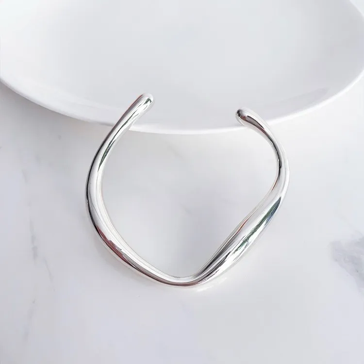 kitsh 铜合金手镯 不规则艺术框开口手镯男女个性时尚冷淡简约