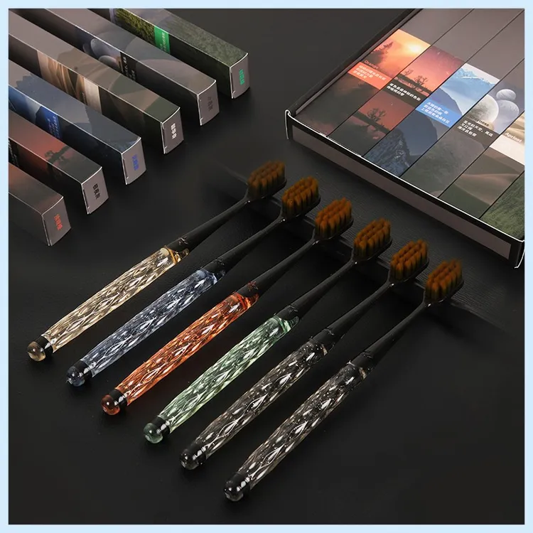 【粉丝福利】精美礼盒装6支轻奢超细万毛软毛独立宽头彩晶手柄牙刷w