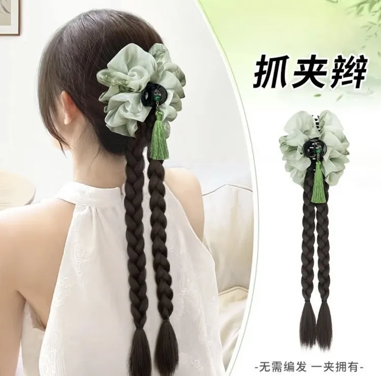 假发辫子马尾女蝴蝶结抓夹少女自然甜美扭扭辫麻花辫二股假发辫子