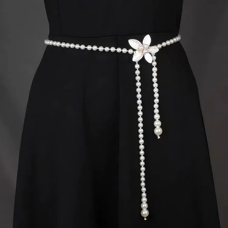 珍珠网红女韩国配裙子时尚复古甜美装饰细腰链收腰毛衣蝴蝶配饰潮