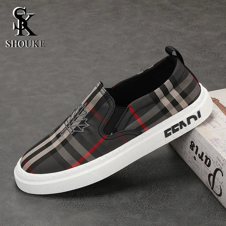 新款意式轻奢四季男士一脚蹬意式轻奢手工休闲帆布鞋时尚百搭板鞋商品图