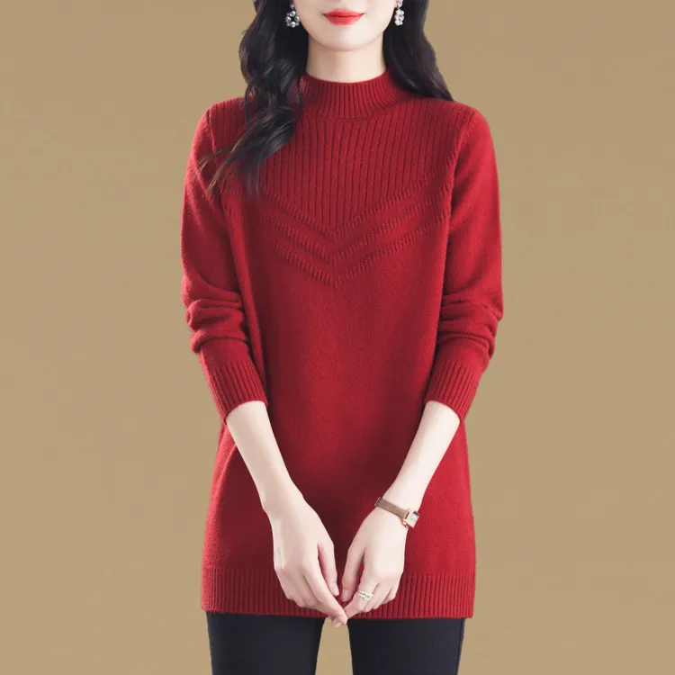 气质百搭中长款毛衣打底衫女遮屁股秋冬2025新款内搭洋气针织上衣