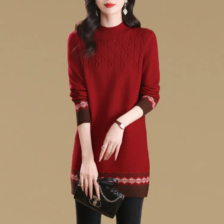 高档气质大码中长款毛衣裙女秋冬2025新款配大衣打底衫针织连衣裙