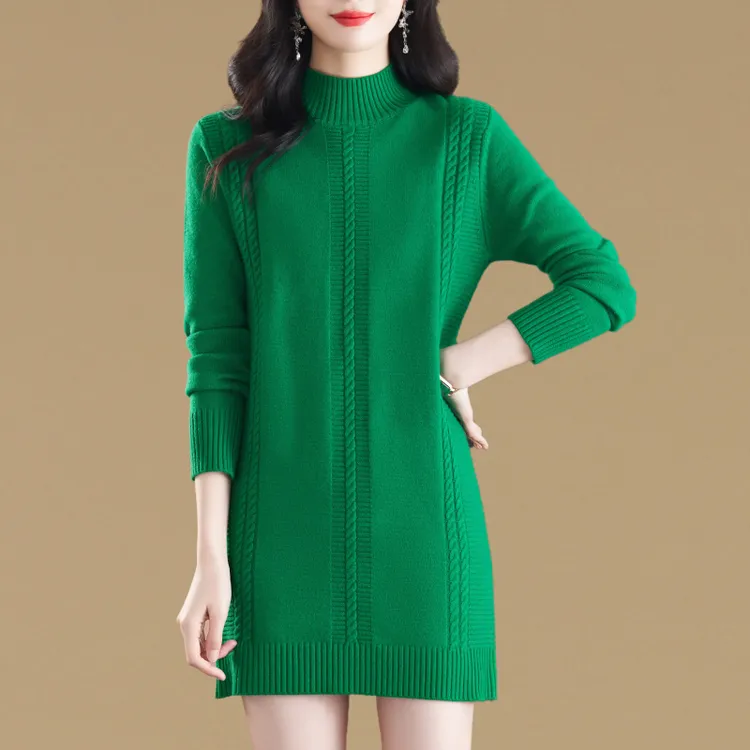 时尚气质配大衣毛衣裙女秋冬2025新款中长款遮屁股内搭针织打底衫