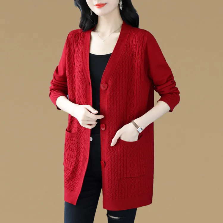 气质大码针织开衫外套女春秋2025新款宽松软糯中长款毛衣外搭披肩