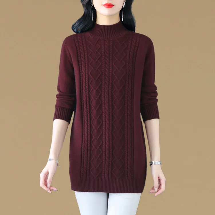 时尚中长款毛衣遮屁股洋气2025秋冬新款女大码宽松加厚套头上衣