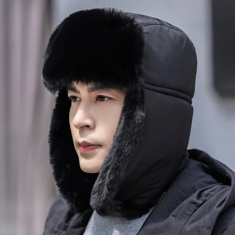 帽子男冬季保暖户外加厚雷锋帽男士东北冬天防寒骑电动车加绒套头