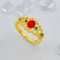 【优加】足金999 国风珐琅繁花似锦戒1.35 11圈口