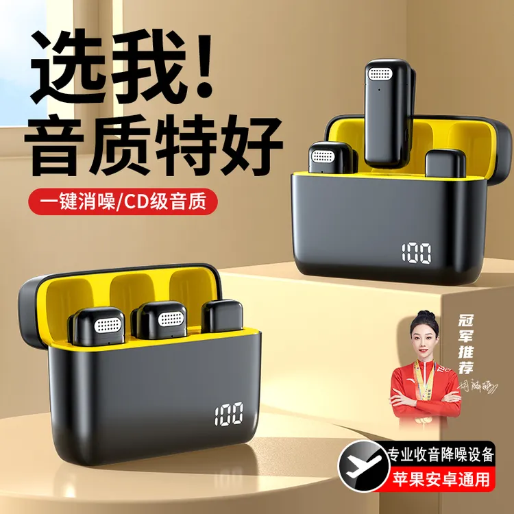 【收音降噪】无线领夹麦克风一拖二直播麦克风降噪耳麦话筒原声收音
