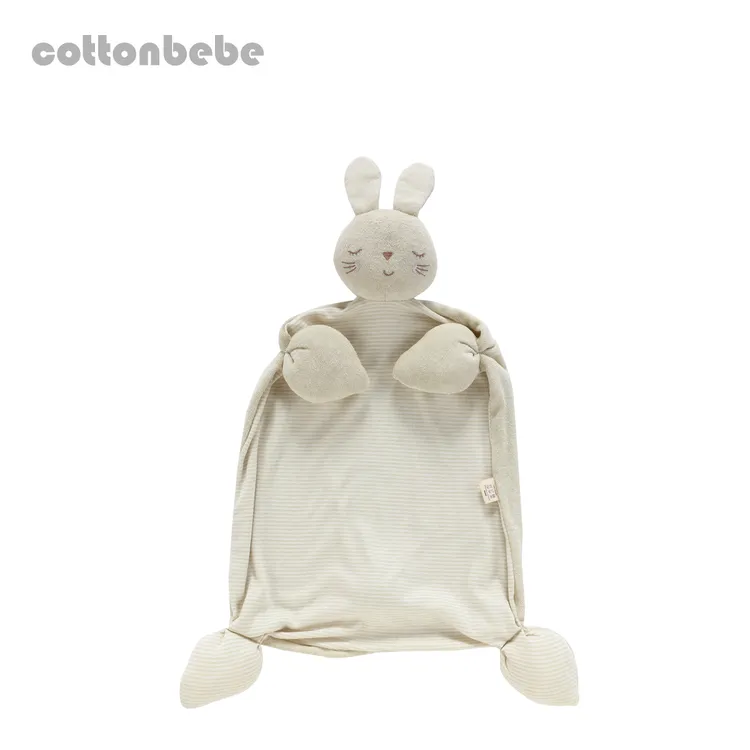 COTTONBEBE天然彩棉小兔子陪伴安抚毯新生婴儿哄睡可入口啃咬