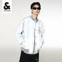 杰克琼斯早秋新款男士棒球服反光夹克外套休闲老钱风男装高级感