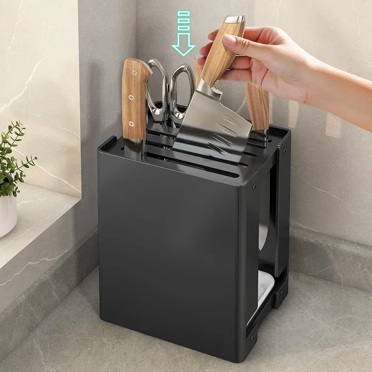 厨房台面刀架置物架家用多功能刀具收纳架不锈钢台置菜刀沥水架