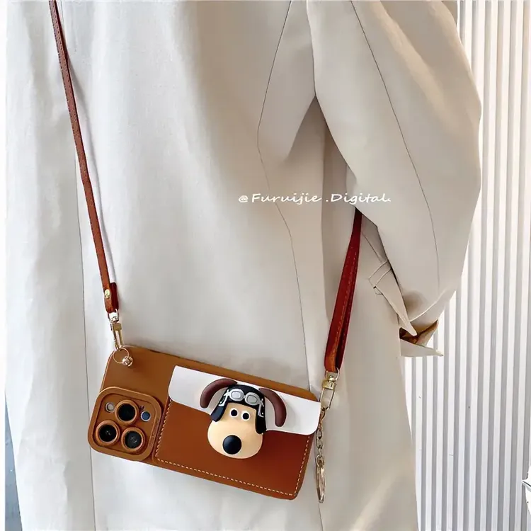 掌门狗零钱插卡包适用【iPhone16/华为/OPPO/vivo/红米】斜挎手机壳