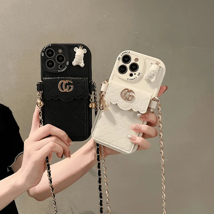 轻奢潮牌小熊零钱包适用{iPhone/vivo/oppo/红米/华为}斜跨手机壳