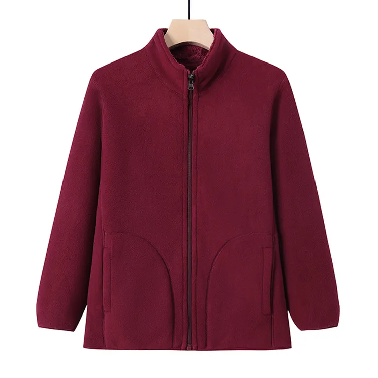 中老年人摇粒绒外套秋冬妈妈款抓绒卫衣女奶奶冬装加厚加绒上衣服