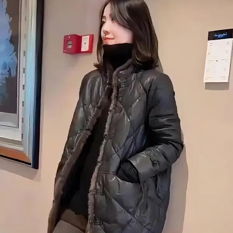 冬季海宁真皮立领加厚黑色百搭宽松显瘦韩版中长时尚女外套2888