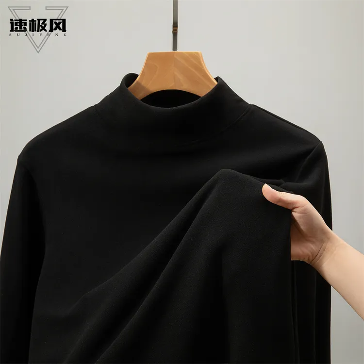 男士德绒打底衫男秋冬半高领冬季卫衣内搭纯色保暖双面绒长袖t恤