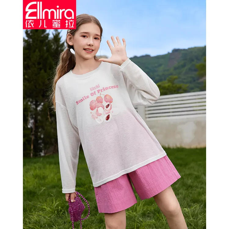 8414女童防晒衣儿童T恤长袖空调衫2025新款女孩洋气夏天薄款时尚