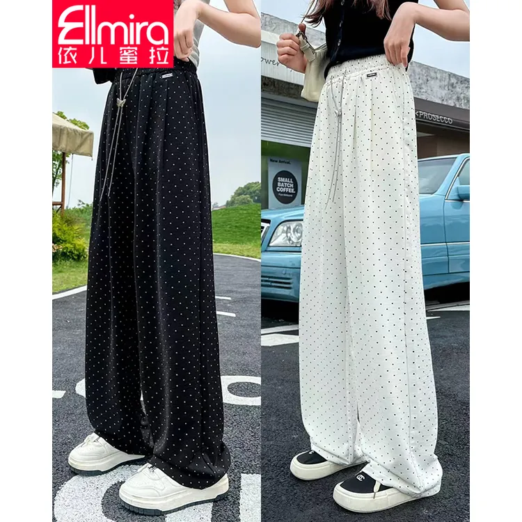 8389女童阔腿裤波点抖抖裤儿童直筒长裤2024新款洋气大童夏天薄
