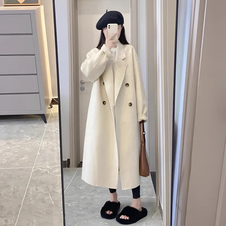双面毛呢大衣女2025新高级感赫本风秋冬装小个子宽松加厚呢子外套
