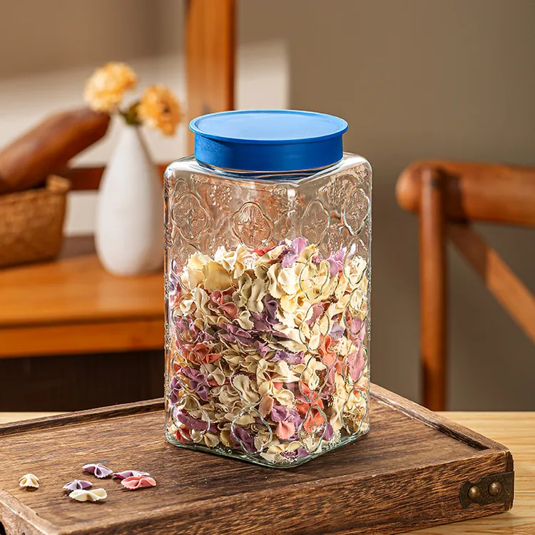 1只装大号复古花纹玻璃储物罐干果家用厨房收纳玻璃罐带盖防潮
