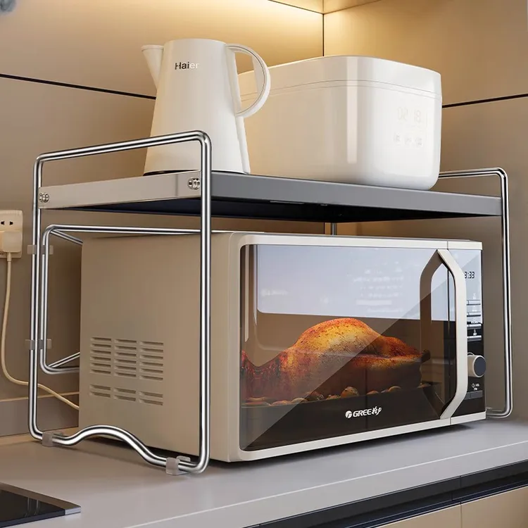 微波炉置物架家用厨房台面双层整理架子一体烤箱电饭煲收纳支架