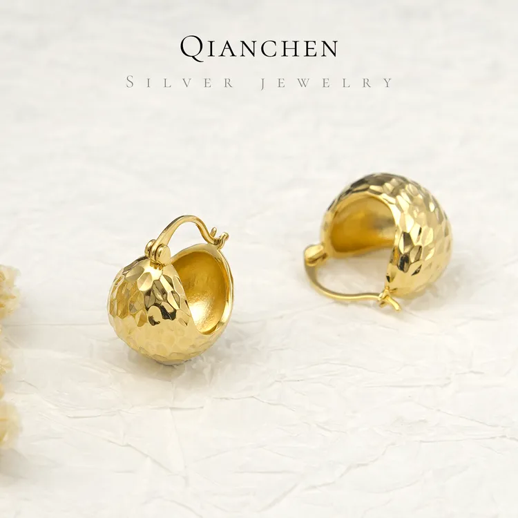 千臣 925银耳饰 气质立体提篮时尚百搭秋冬雅丹轻奢简约独特耳环