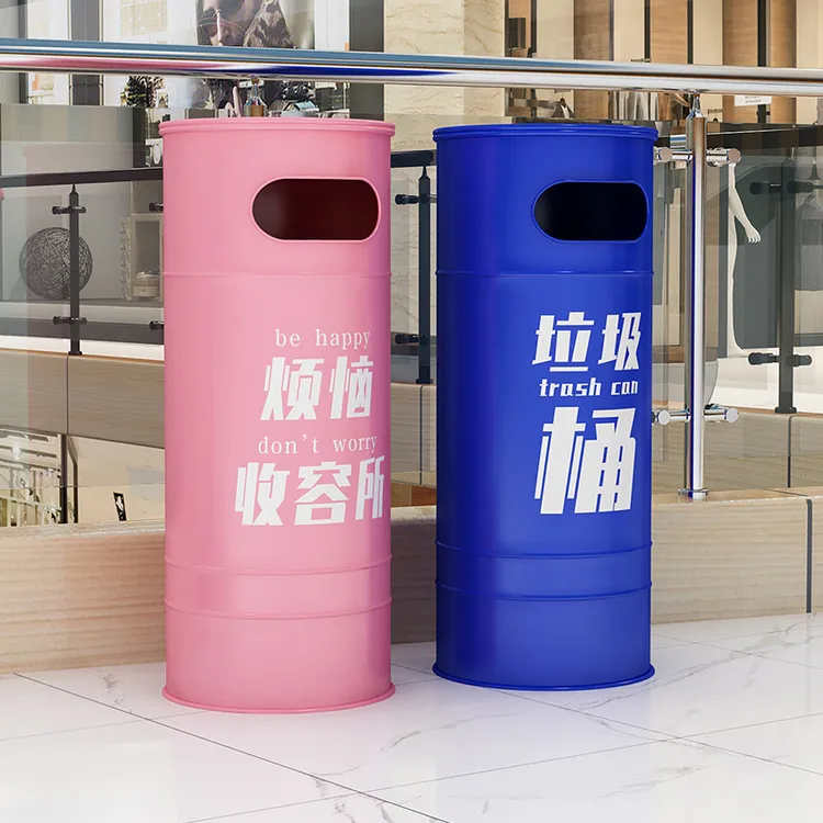 户外露营地网红垃圾桶大号创意商用酒店庭院工业风个性油桶高颜值