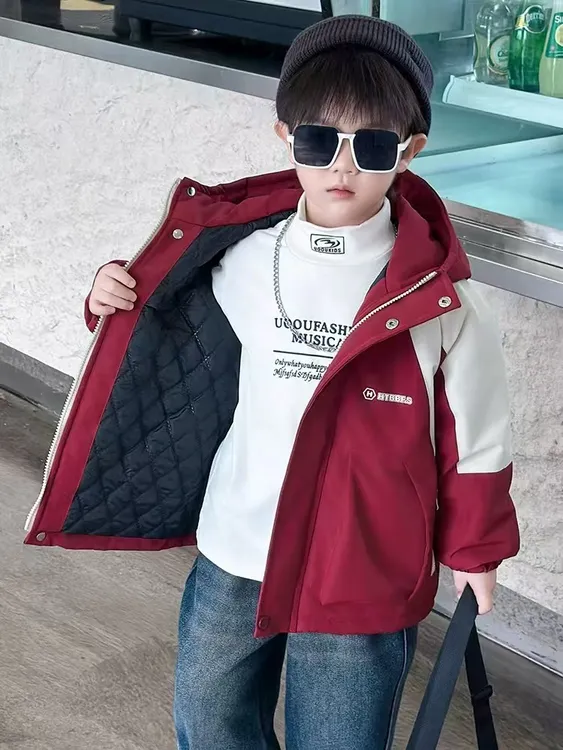 【加厚棉服】男女童秋冬季2024新款夹棉轻薄棉服宝宝春季炸街上衣潮